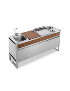 CUISINE PLANET OASI 183C AVEC PLANCHA 55 LISSE + BRÛLEUR + EVIER PLANET