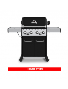 BBQ GAZ BROIL KING BARON 490 NOIR AVEC ROTISSOIRE ET PLANCHA BROIL KING