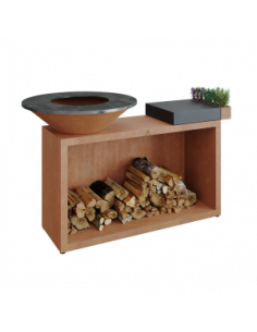 Brasero plancha OFYR Island 85 Corten et céramique gris anthracite Ofyr